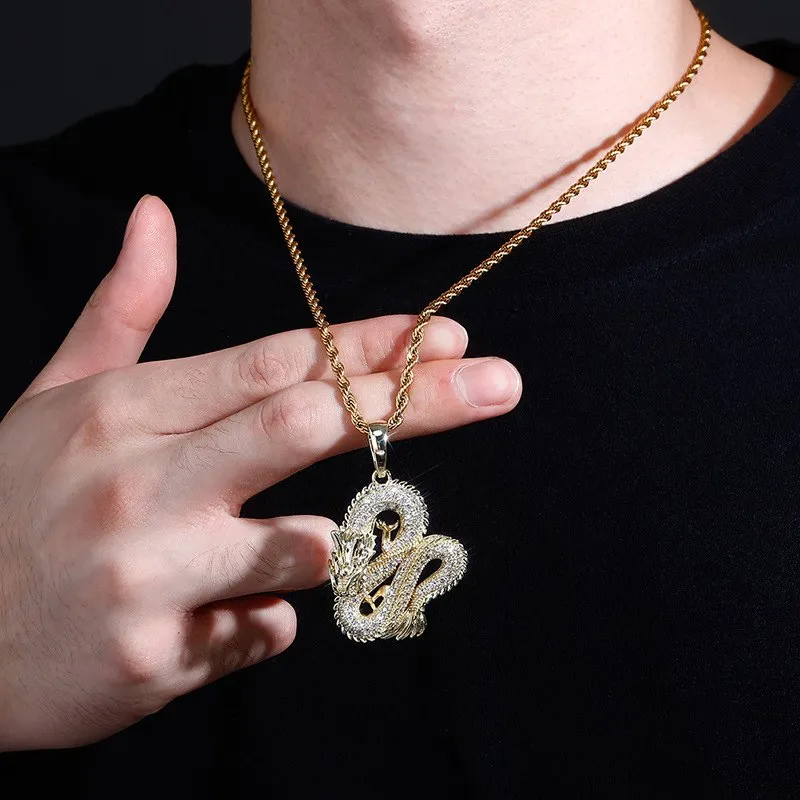 Iced Out Dragon Pendant