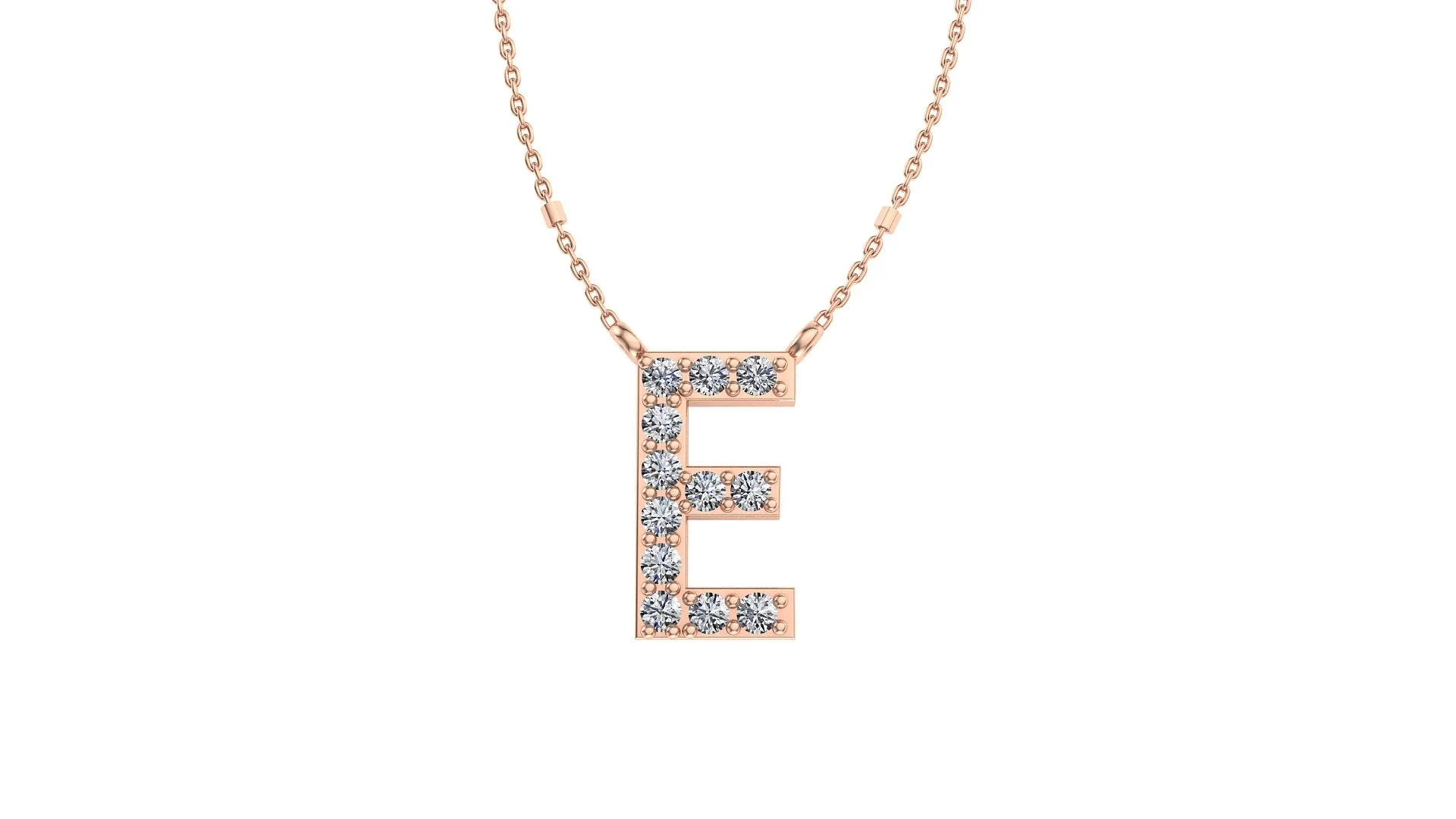 Initial E Diamond Pendant 14K Gold DIP005