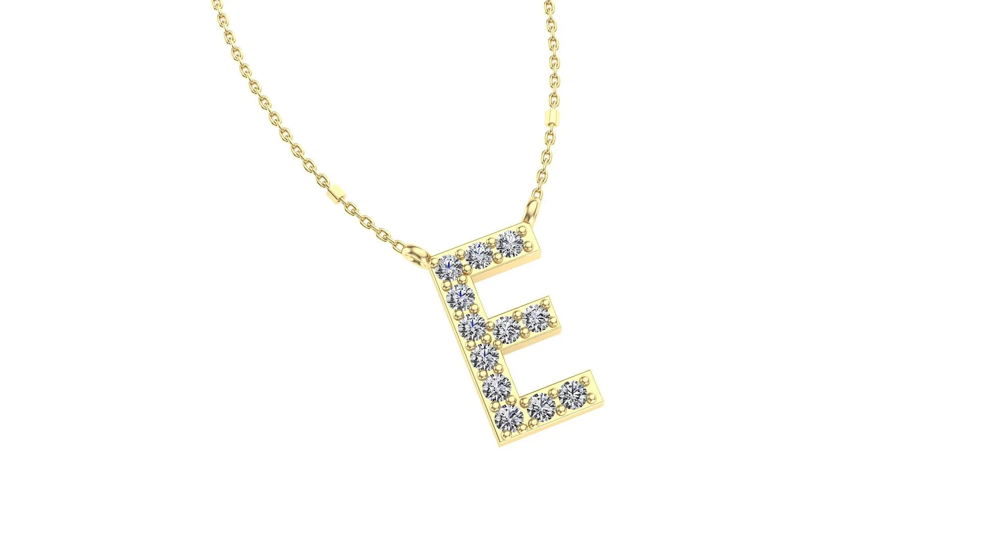 Initial E Diamond Pendant 14K Gold DIP005