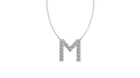 Initial M Diamond Pendant 14K Gold DIP013