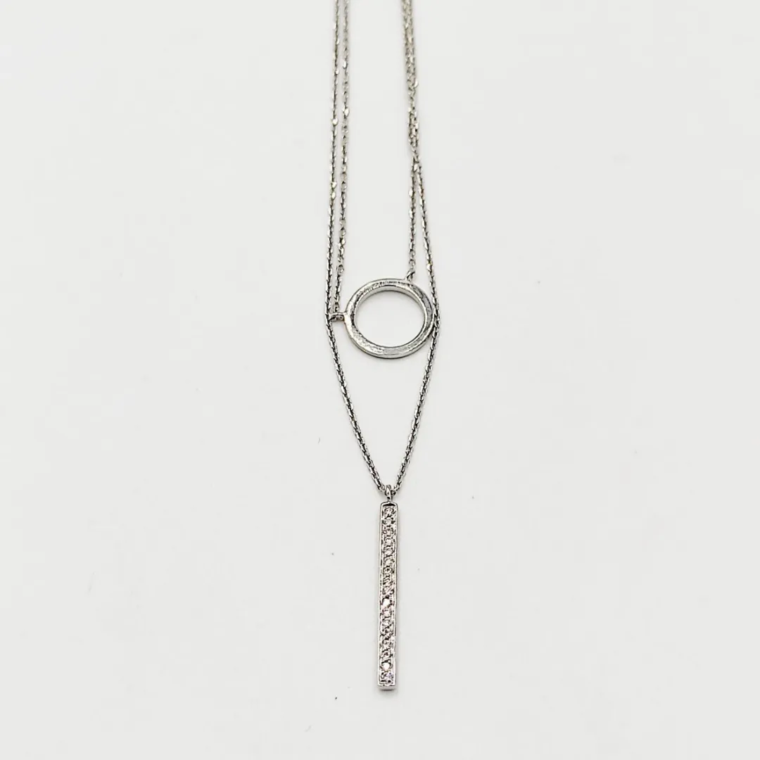 Layered Diamond Necklace 14K White Gold