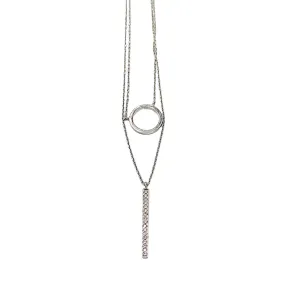 Layered Diamond Necklace 14K White Gold