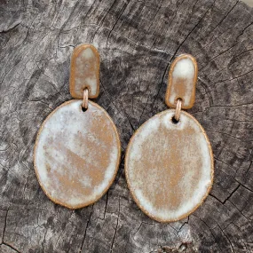 Long Oval Statement Ceramic Earrings