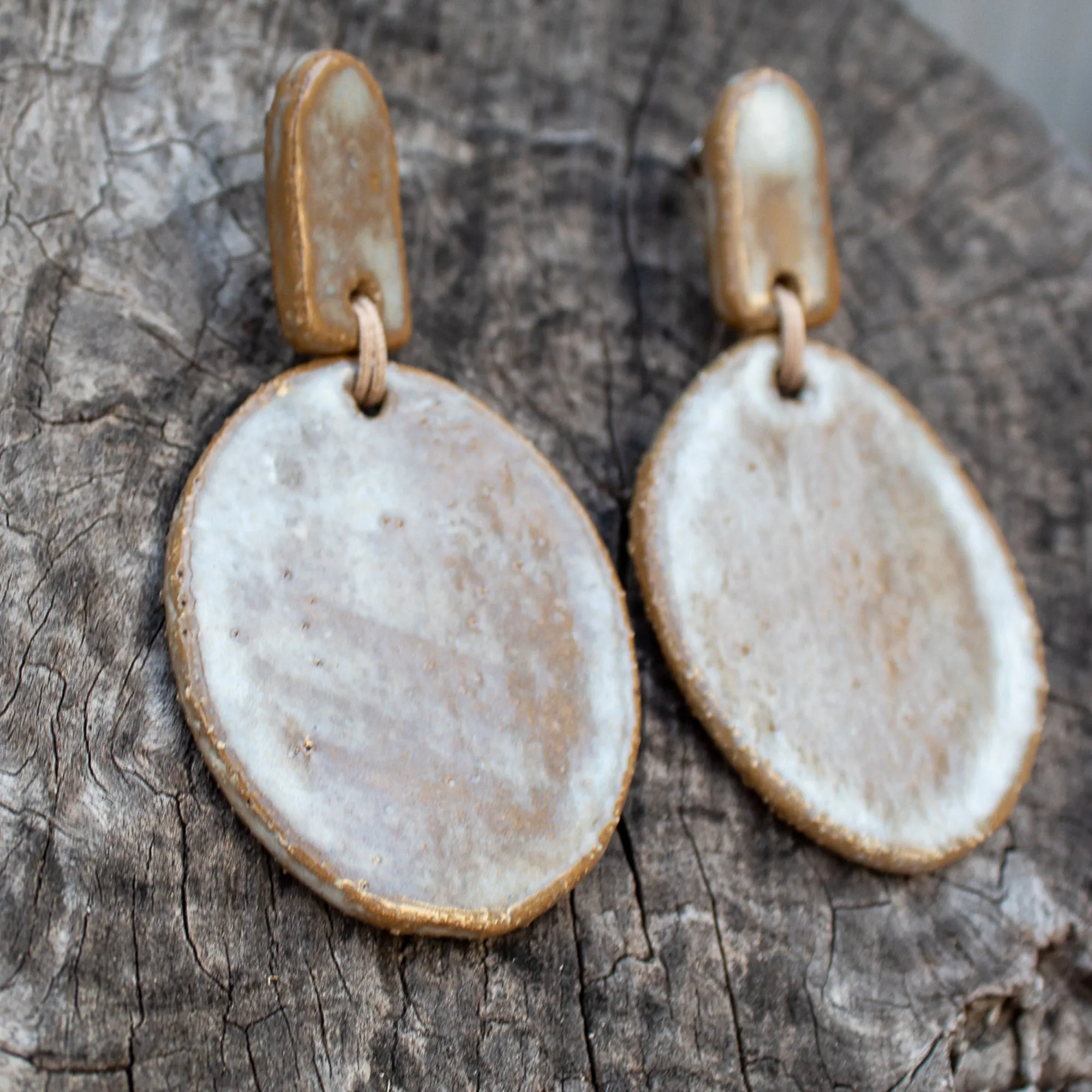 Long Oval Statement Ceramic Earrings