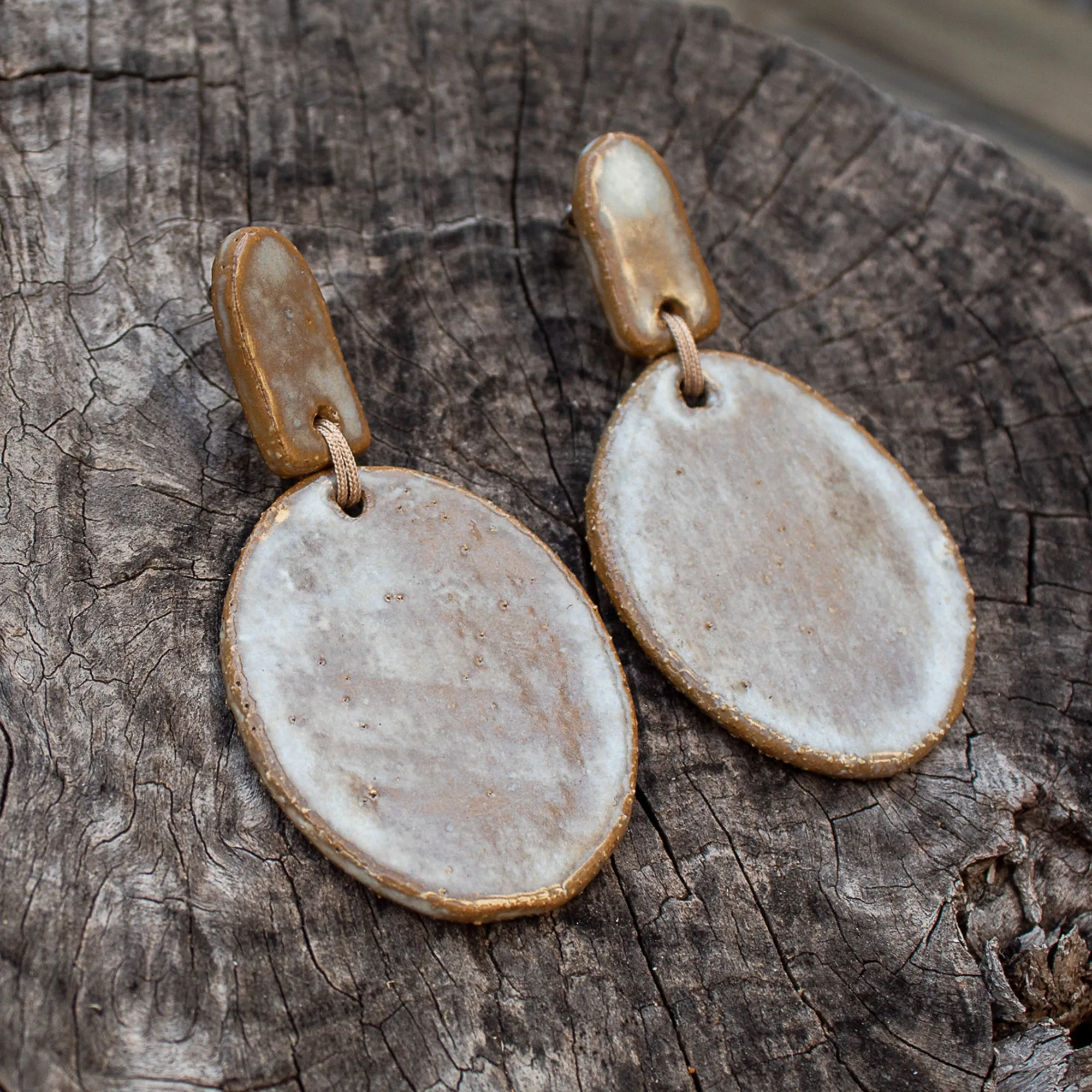 Long Oval Statement Ceramic Earrings