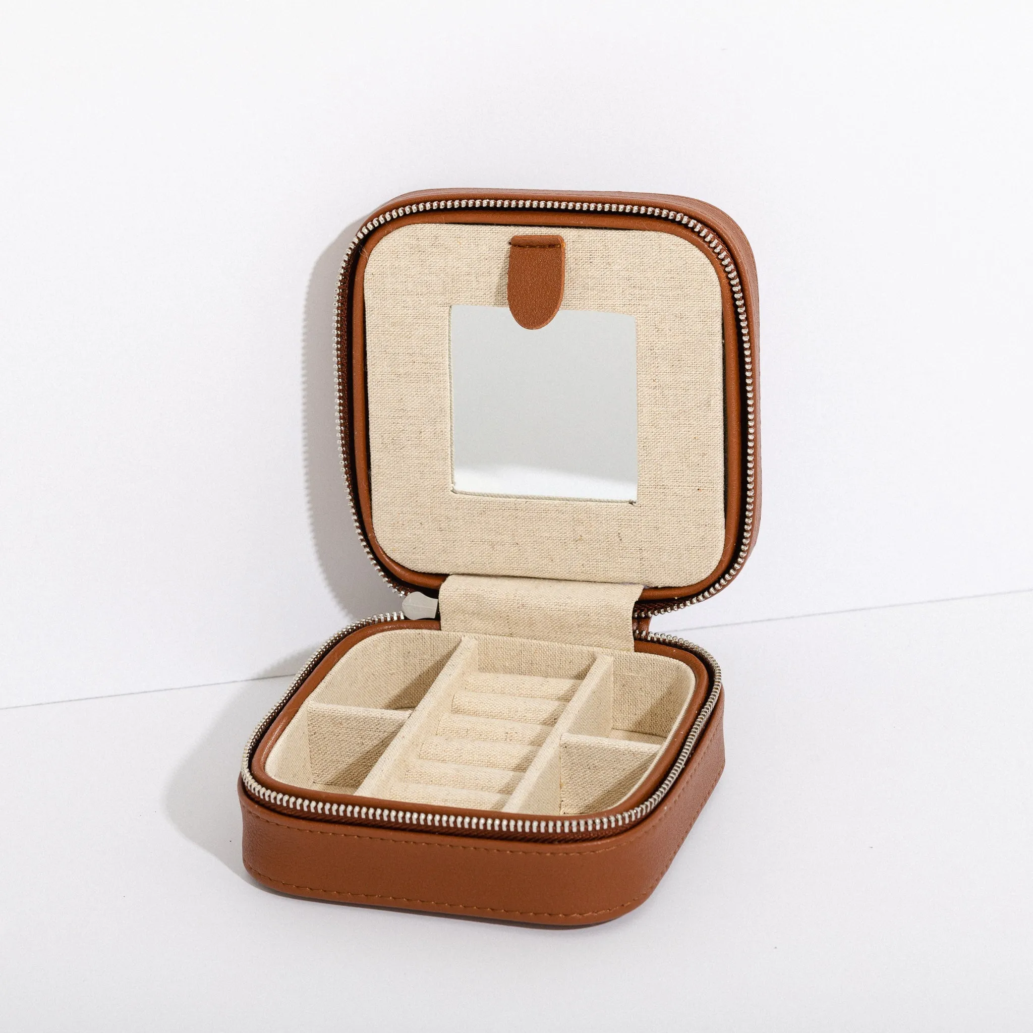 Luna Small Travel Jewelry Case in Brown by Brouk & Co