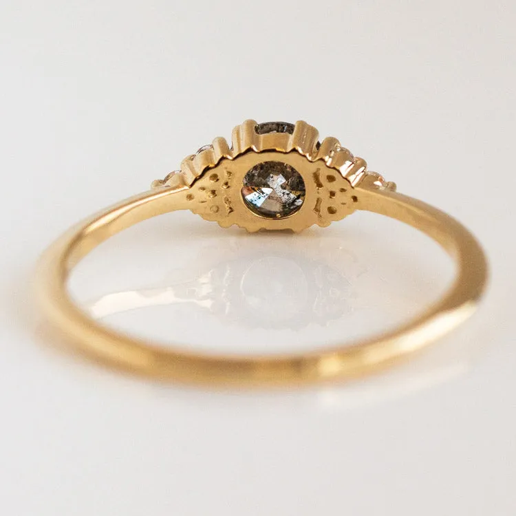 Lune Ring in Salt and Pepper Diamond