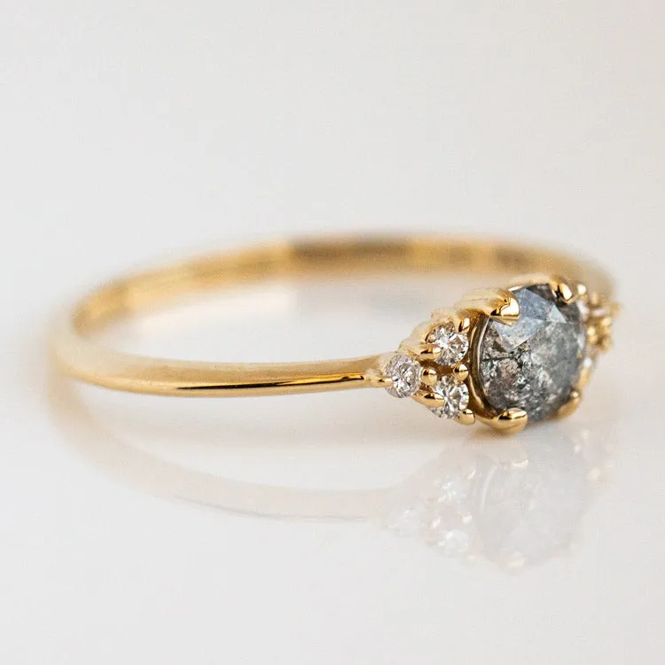 Lune Ring in Salt and Pepper Diamond