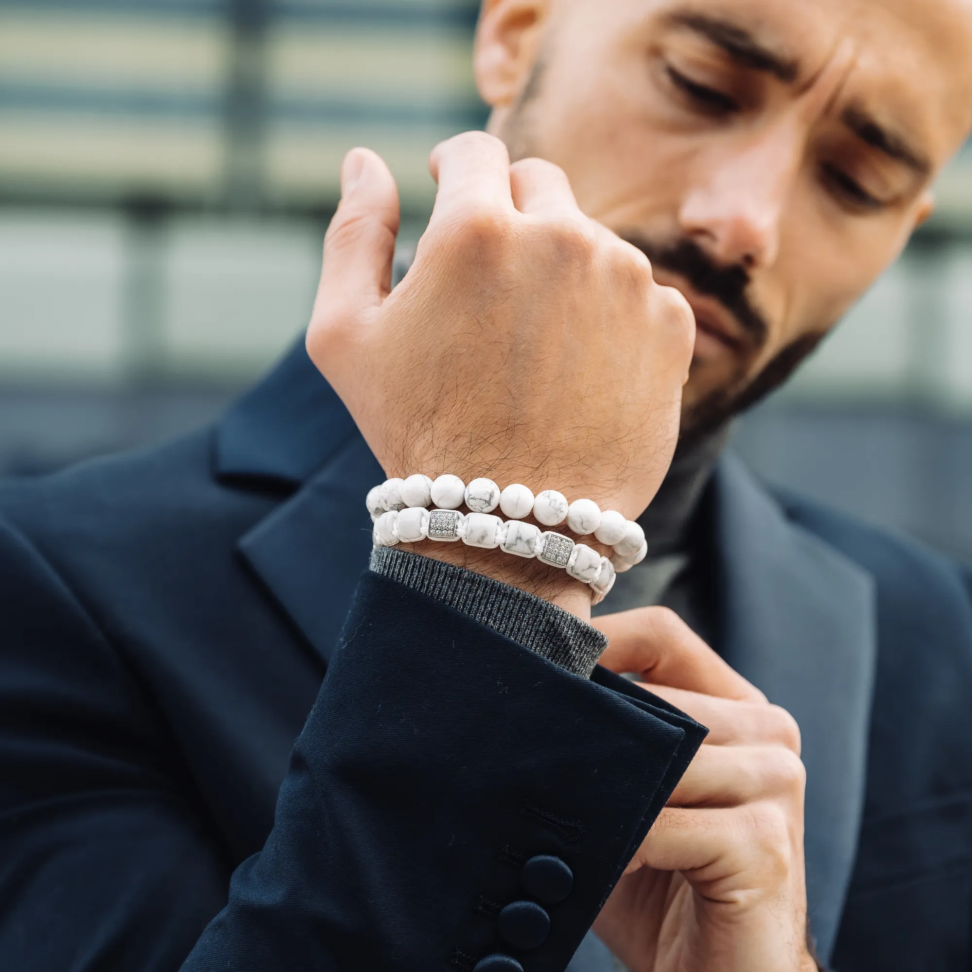 Men's HOWLITE Beaded Bracelet - One Size Fits All