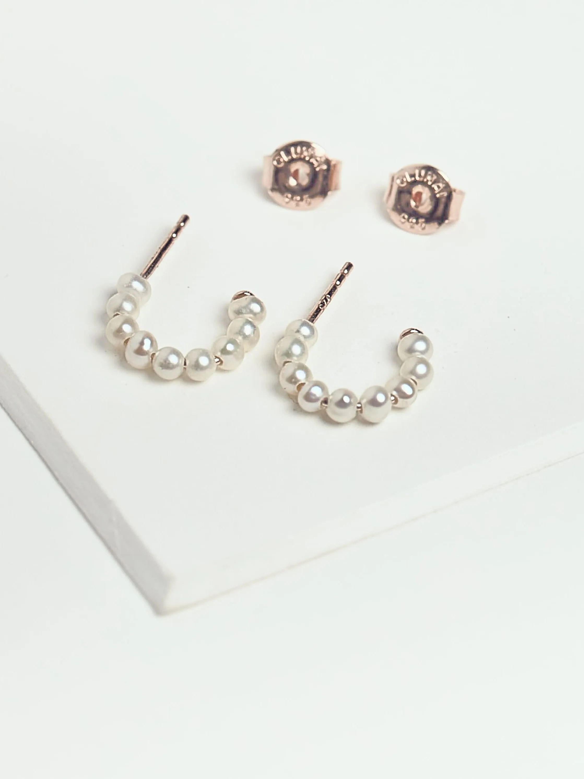 Mini Hoop Pearl Earrings