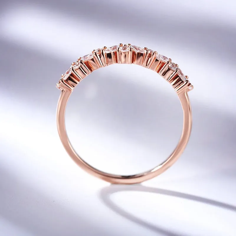 Moissanite Half Eternity Round and Marquise Cut 14K Wedding/Stacking Ring in Yellow Gold, White Gold, RoseGold Pre-Order 3-4 weeks