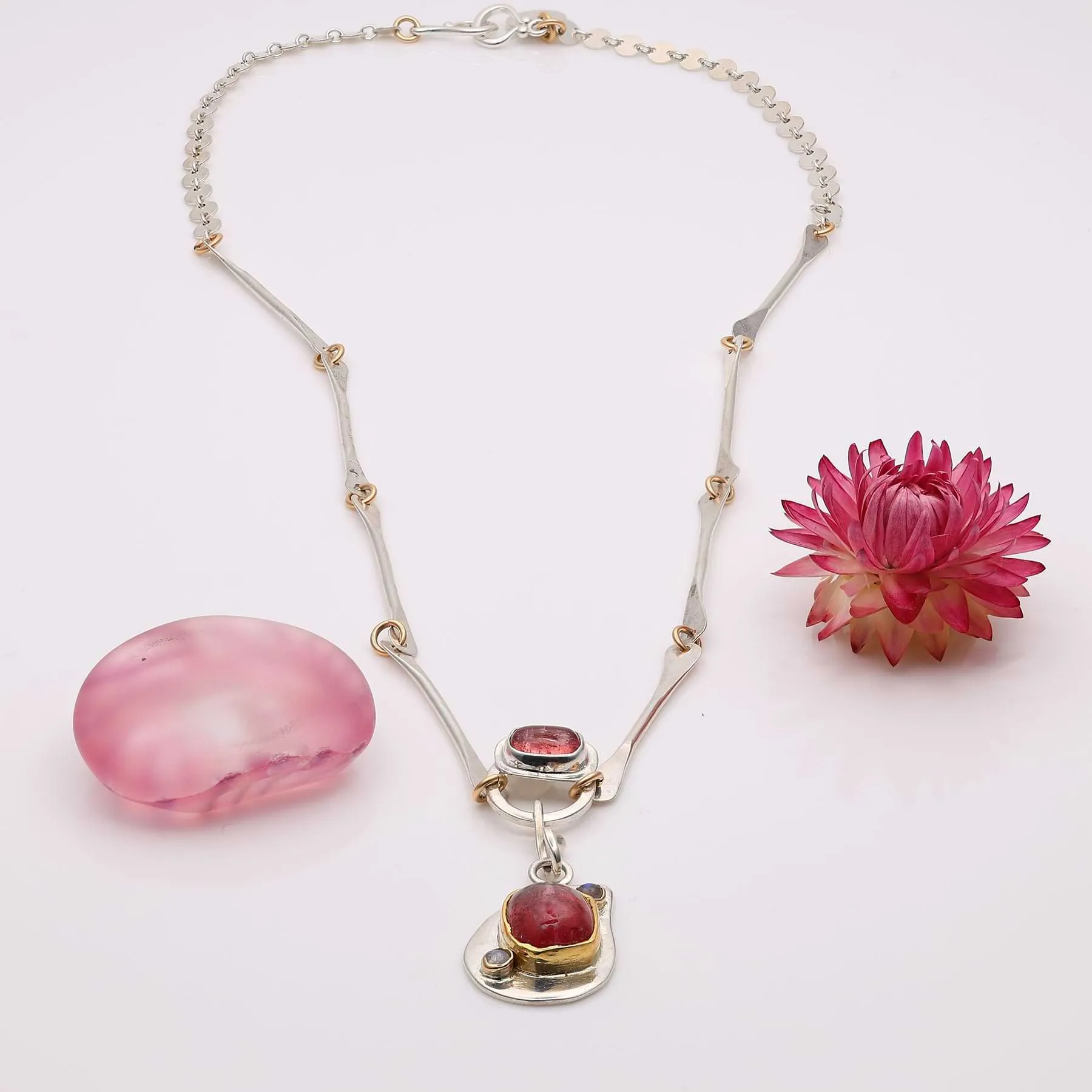 My Way - Pink Tourmaline Silver Necklace