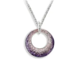 Nicole Barr Purple Enamel Round Cut-Out Pendant Necklace