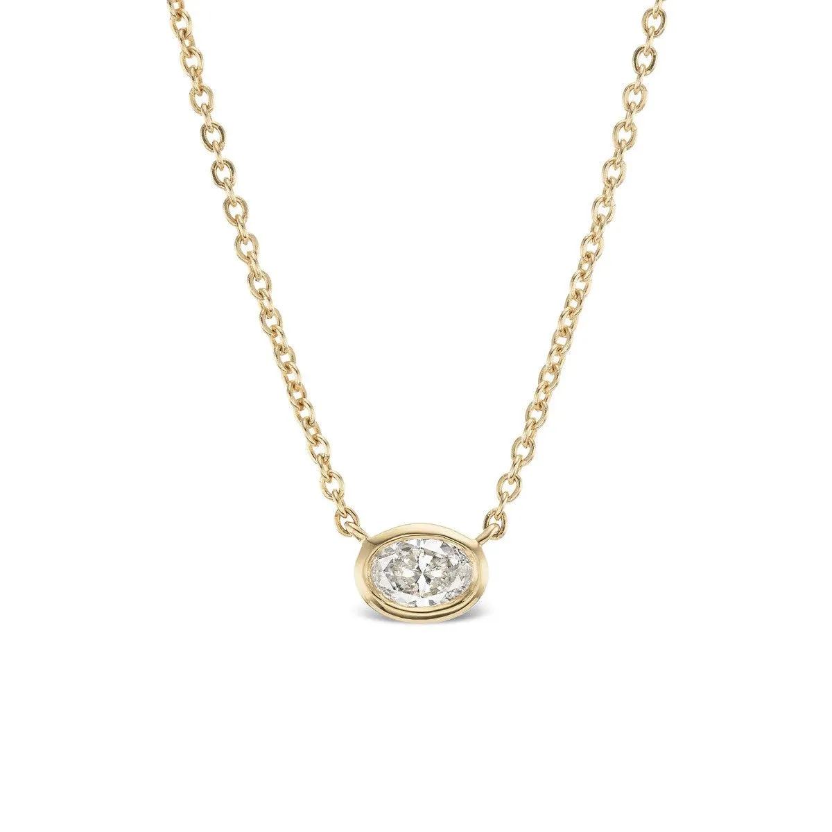 Oval Diamond Bezel Necklace