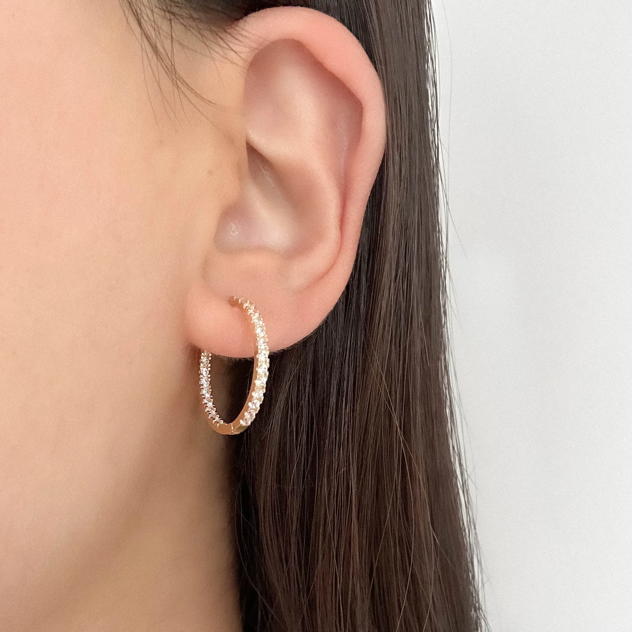 Pave Diamond hoops - 14K Gold