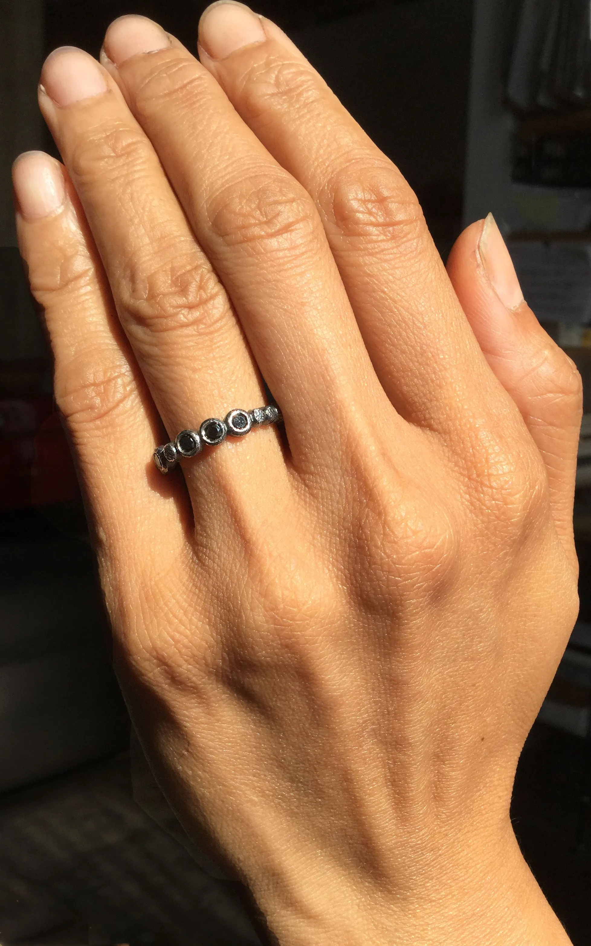 Pebbles and Black Diamond Ring