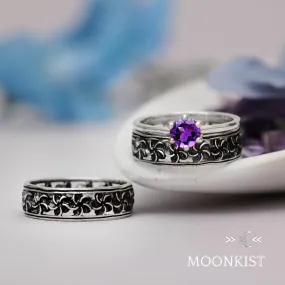 Periwinkle Flower Wedding Ring Set | Moonkist Designs