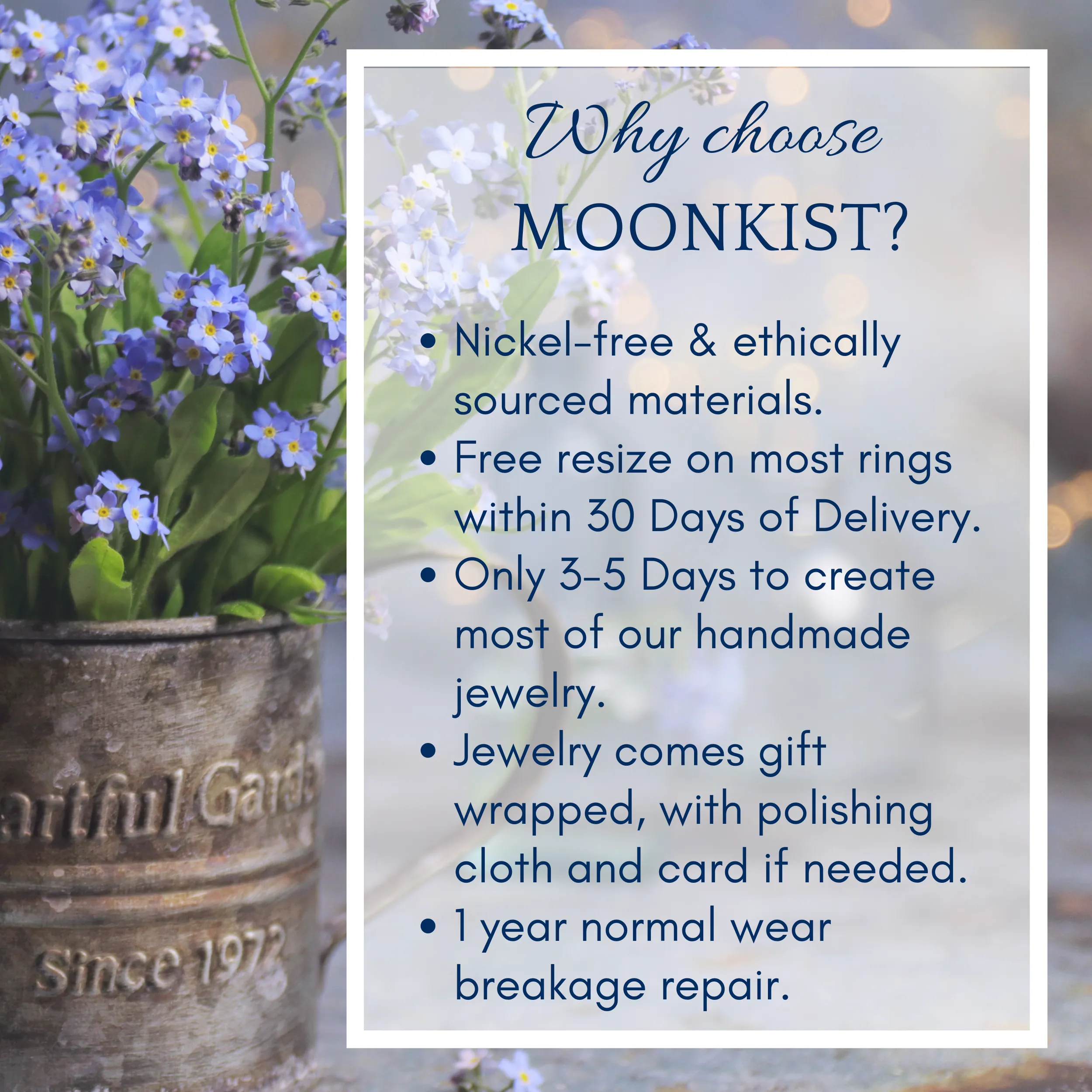 Periwinkle Flower Wedding Ring Set | Moonkist Designs