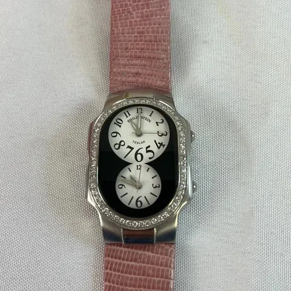 Philip Stein Oval with Diamonds Double Dial Watch