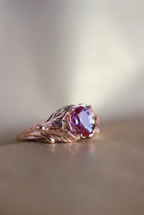 READY TO SHIP: Wisteria in 14K rose gold, pear alexandrite 7x5 mm, RING SIZE - 8.25 US