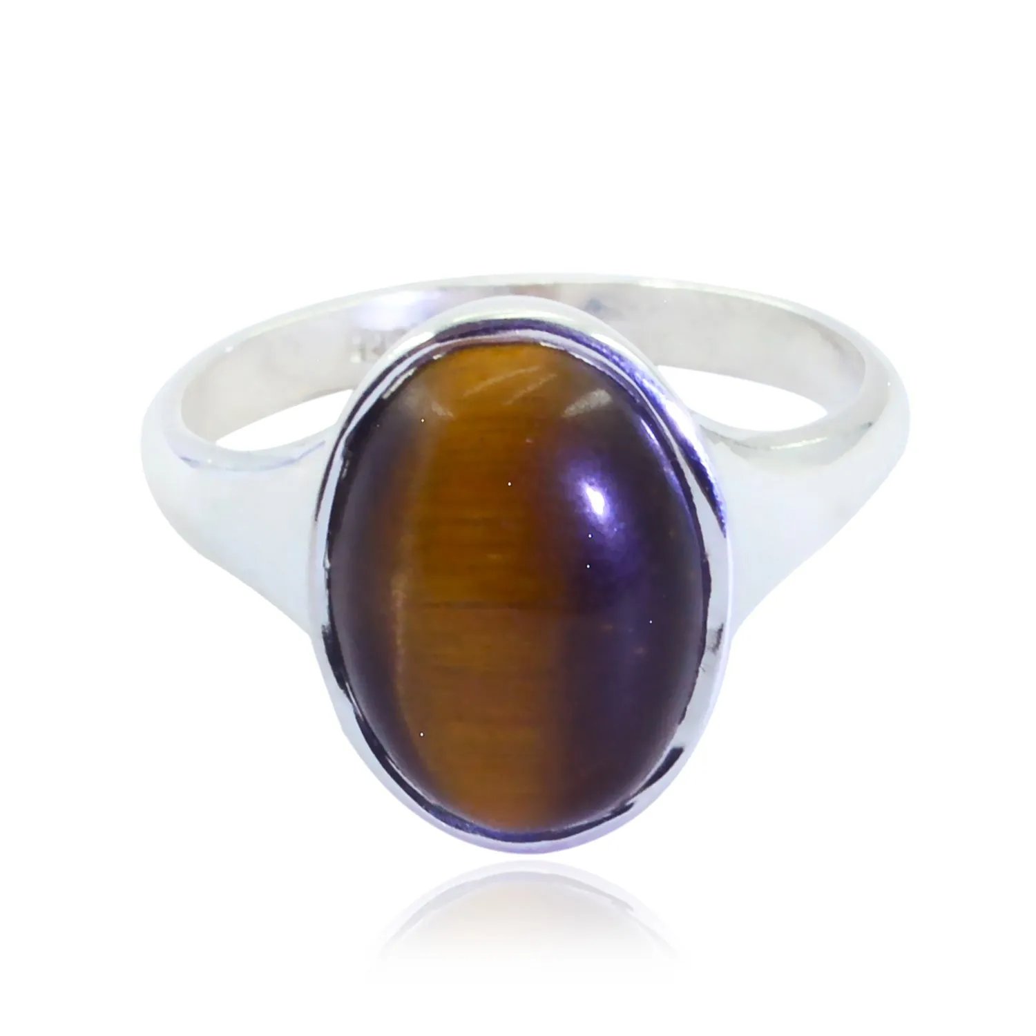 Riyo Charming Gems Tiger Eye 925 Silver Rings Moissanite Jewelry