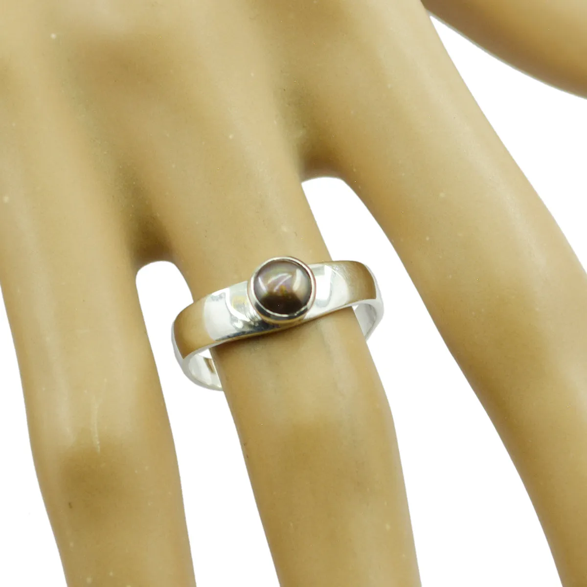 Riyo Enticing Gemstone Pearl Solid Silver Rings Designers Jewelry