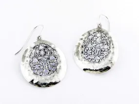 Romantic silver earrings for women Floral drawing Bluenoemi Israeli Jewelry