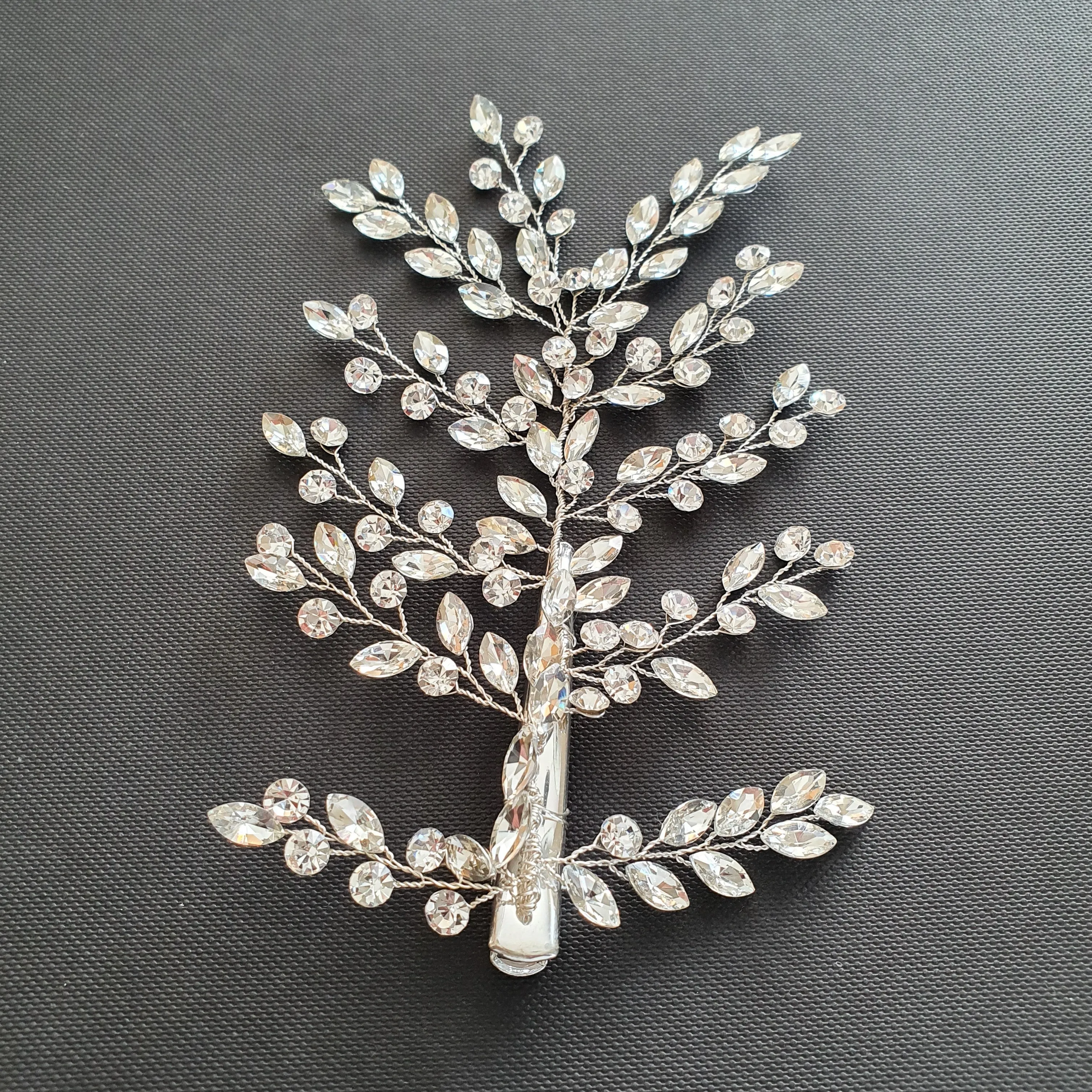 Rose Gold Crystal Hair Clip for Brides-Fern