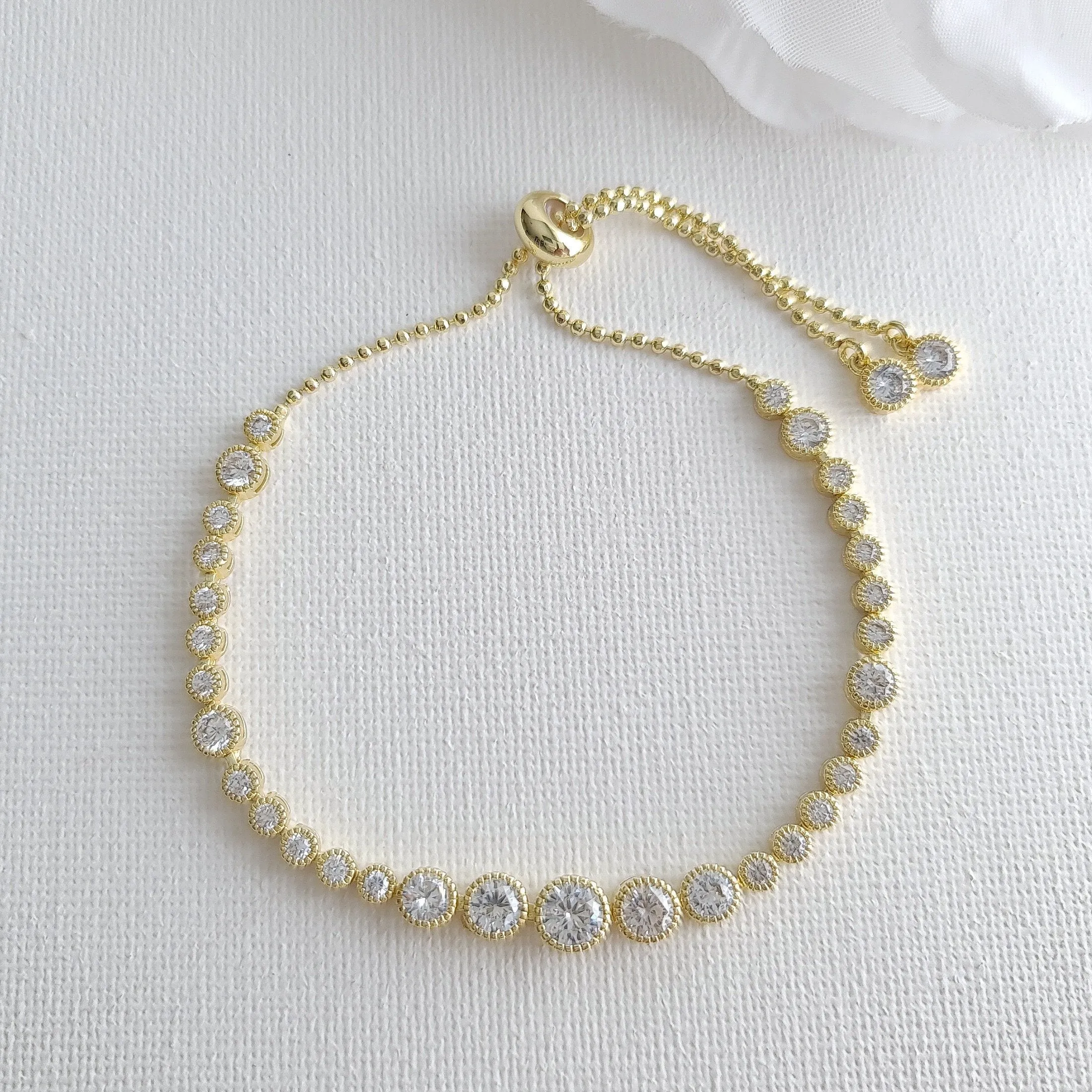 Round Crystal Bridal Bracelet- Zara