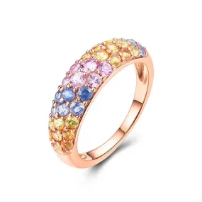 Sapphire Rainbow Ring 18K Gold