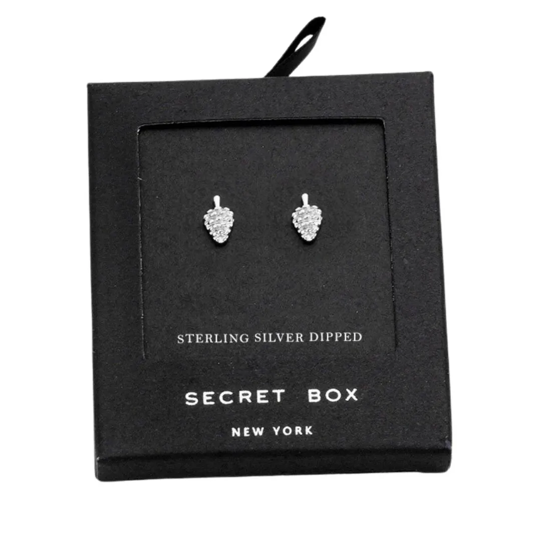 Secret Box Sterling Silver Dipped Strawberry Stud Earrings