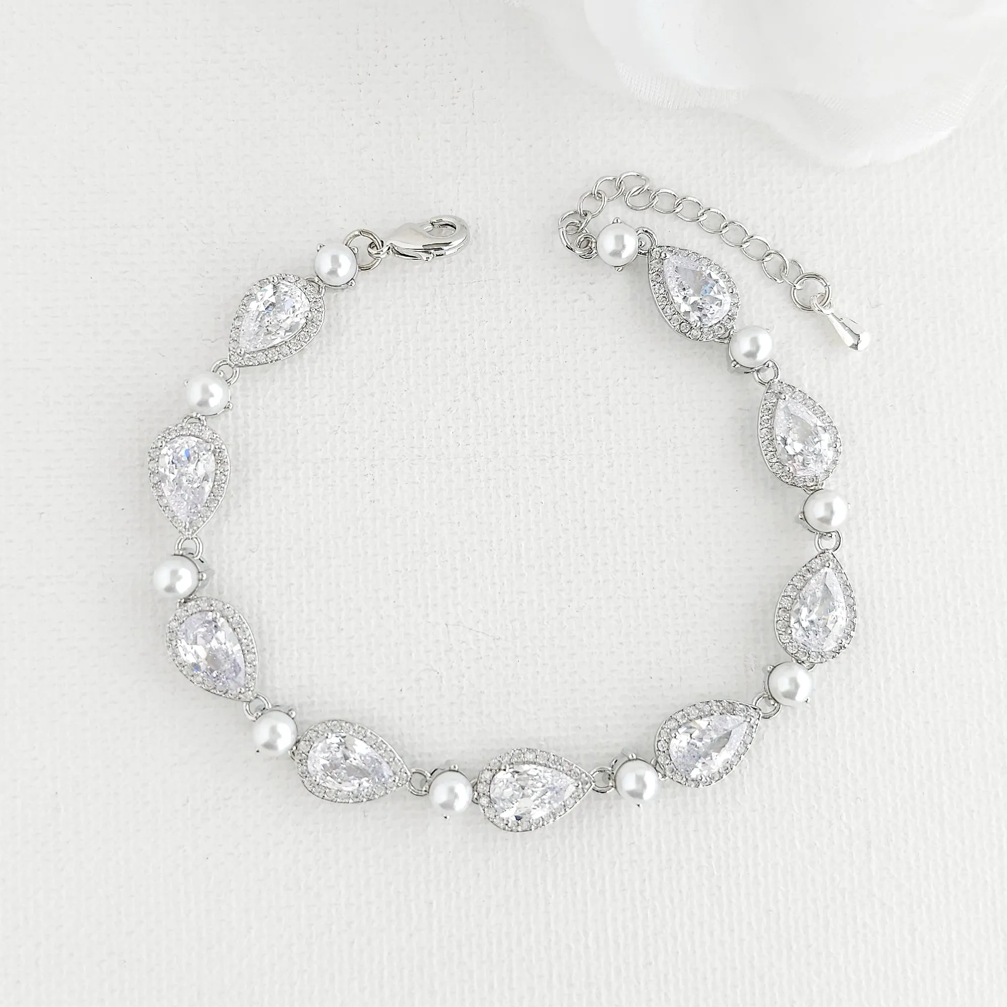 Silver Bracelet with Pearls-Emma