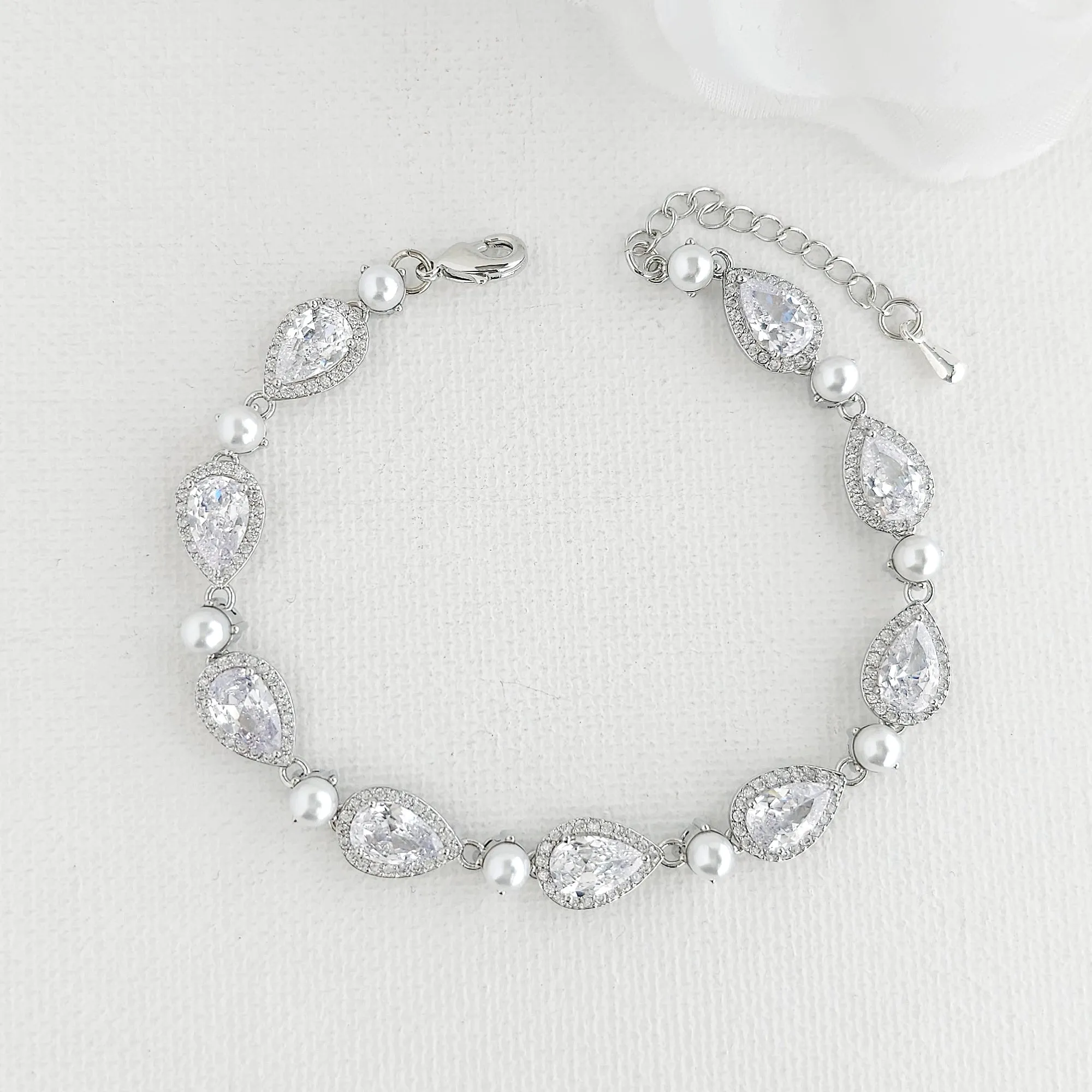 Silver Bracelet with Pearls-Emma