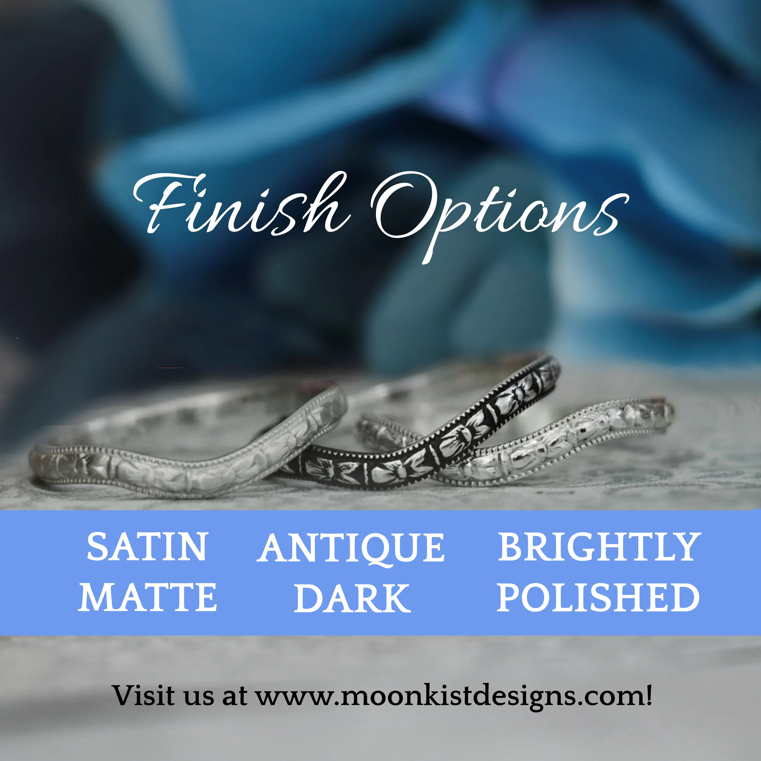 Silver Matching Flourish Wedding Ring Set | Moonkist Designs