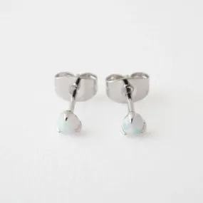 Silver Opal Orb Stud Earrings