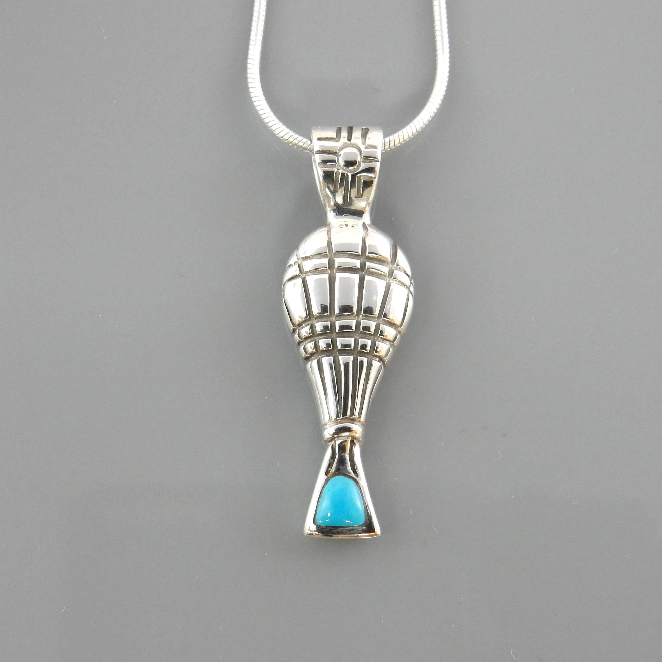 Silver Sleeping Beauty Turquoise Balloon Pendant