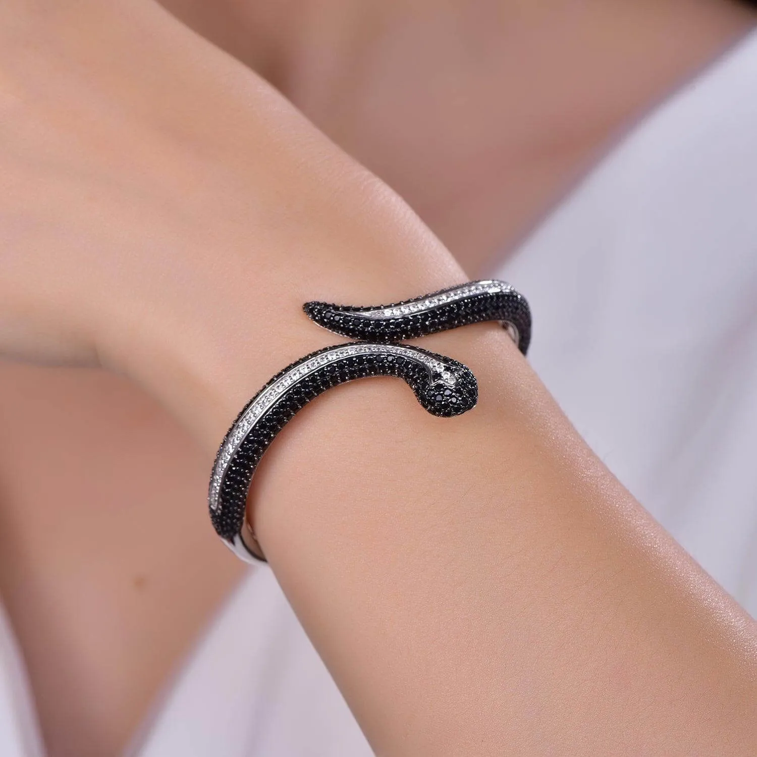 Snake Bracelet Sterling Silver Open Bangle