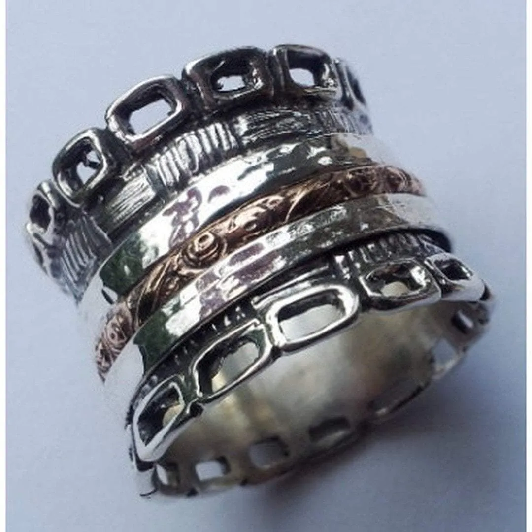 Spinner ring silver gold designer Israeli rings Meditation rings