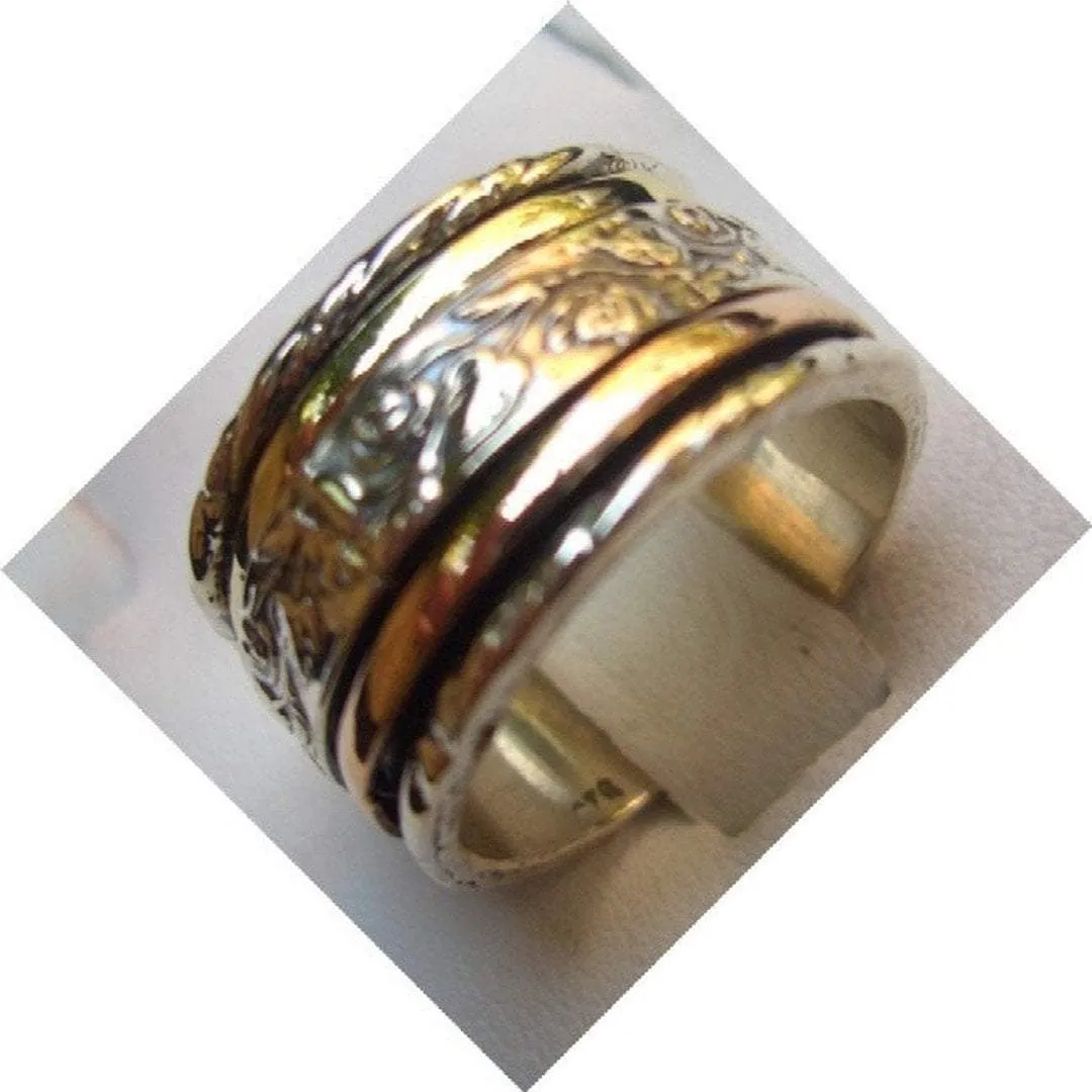 Spinner ring silver gold designer jewelry Israeli rings  Meditation rings