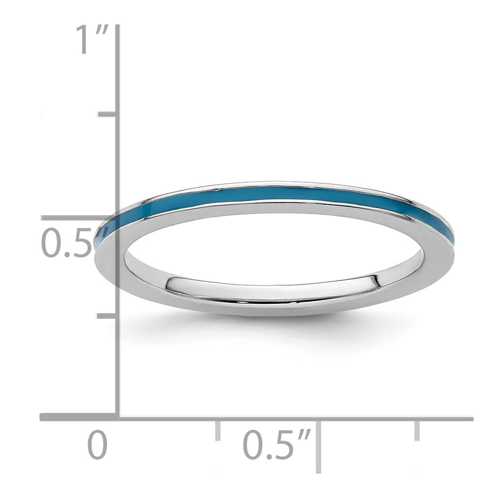 Stackable Expressions Blue Enameled 1.5mm Ring in Sterling Silver