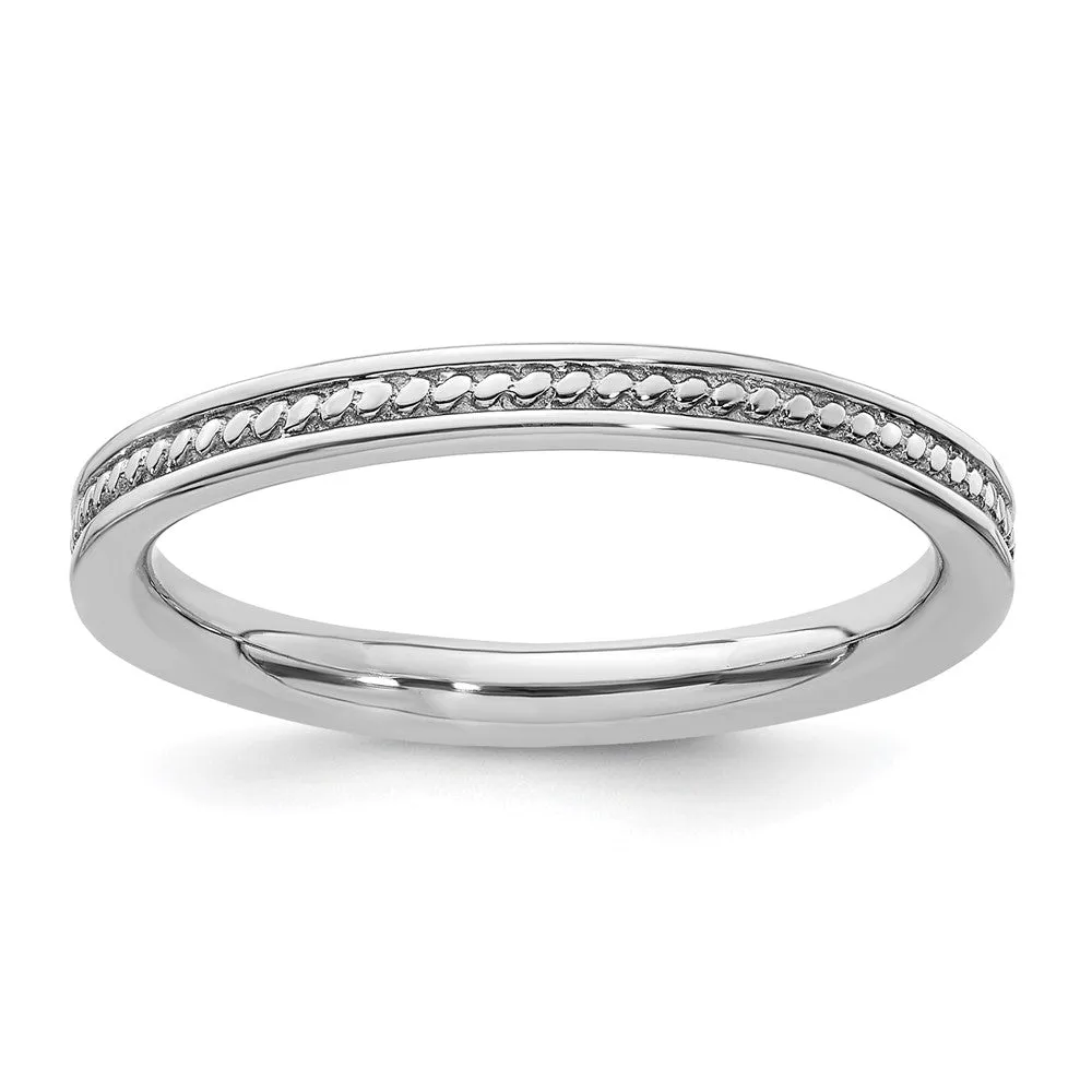 Stackable Expressions Rhodium Channeled Ring in Sterling Silver