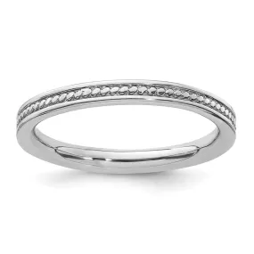 Stackable Expressions Rhodium Channeled Ring in Sterling Silver