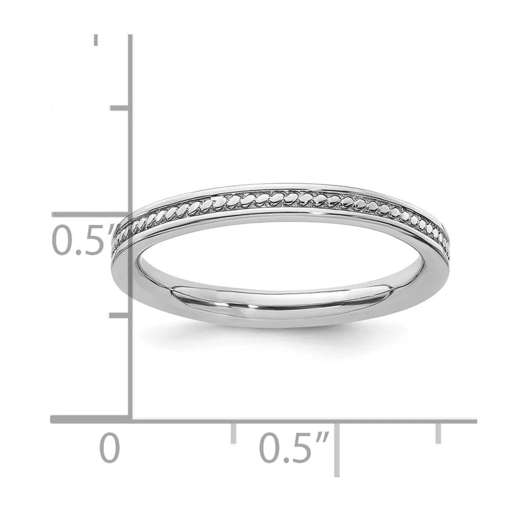 Stackable Expressions Rhodium Channeled Ring in Sterling Silver