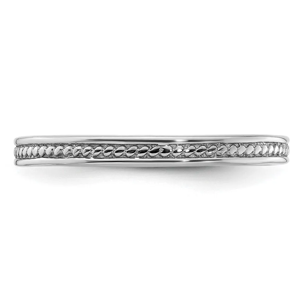 Stackable Expressions Rhodium Channeled Ring in Sterling Silver