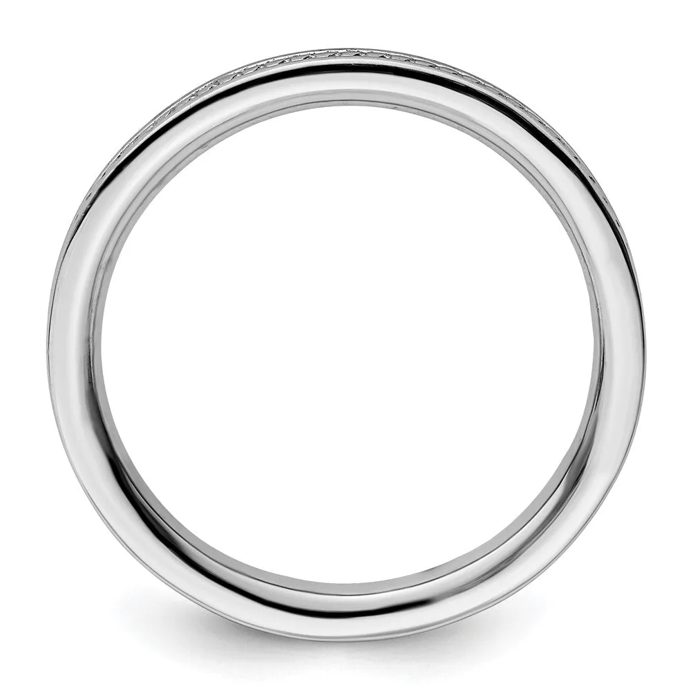 Stackable Expressions Rhodium Channeled Ring in Sterling Silver