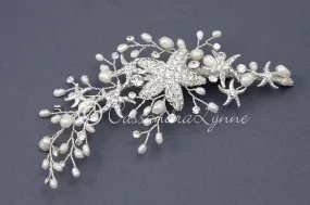 Starfish Wedding Hair Clip with Rhinestones and Pearls