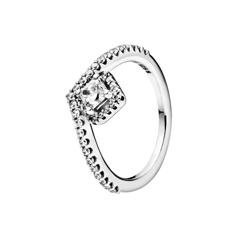 Sterling Silver Zircon Shiny Ring For Women