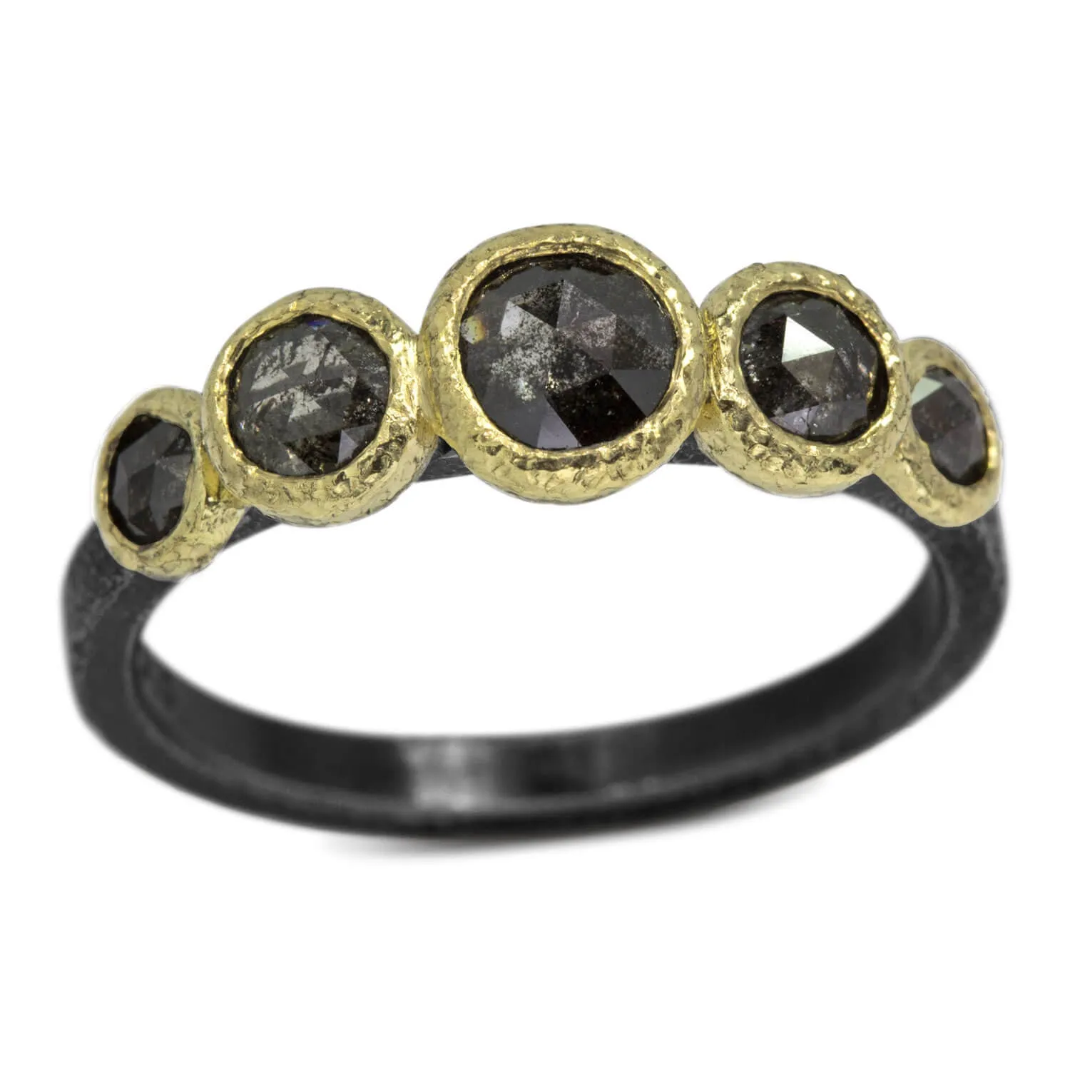 Stones and Pebble Ring with Salt & Pepper Diamonds