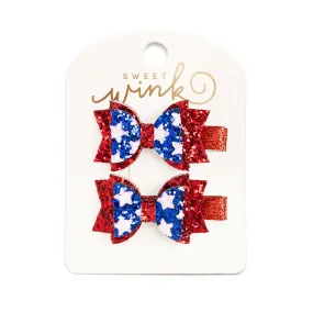 Sweet Wink Flag Bow Clip Set