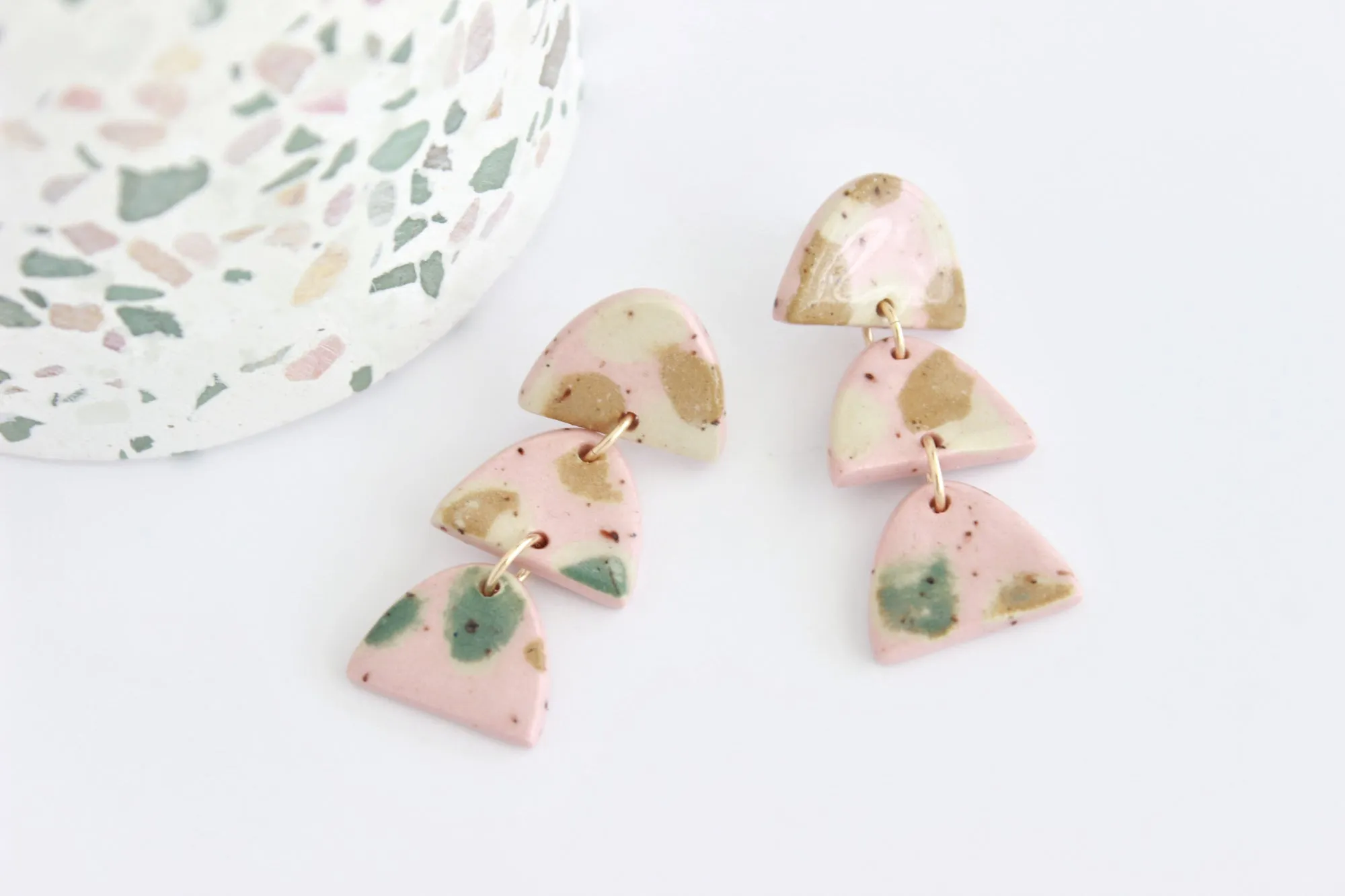 Terrazzo Triple Arch Statement Earrings